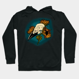 Sunflowers and crow skull Hoodie